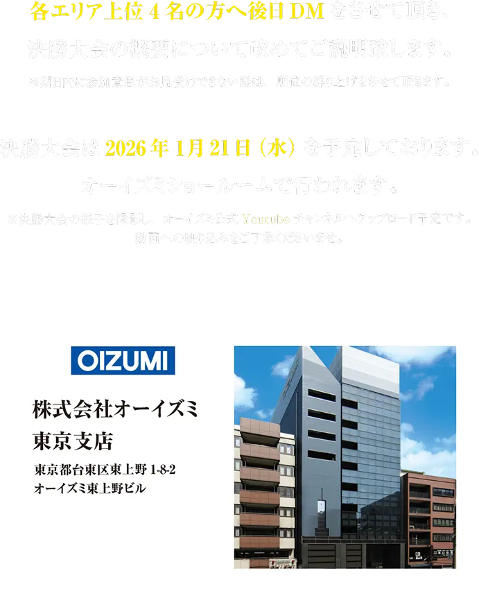 決勝大会の会場・日時について